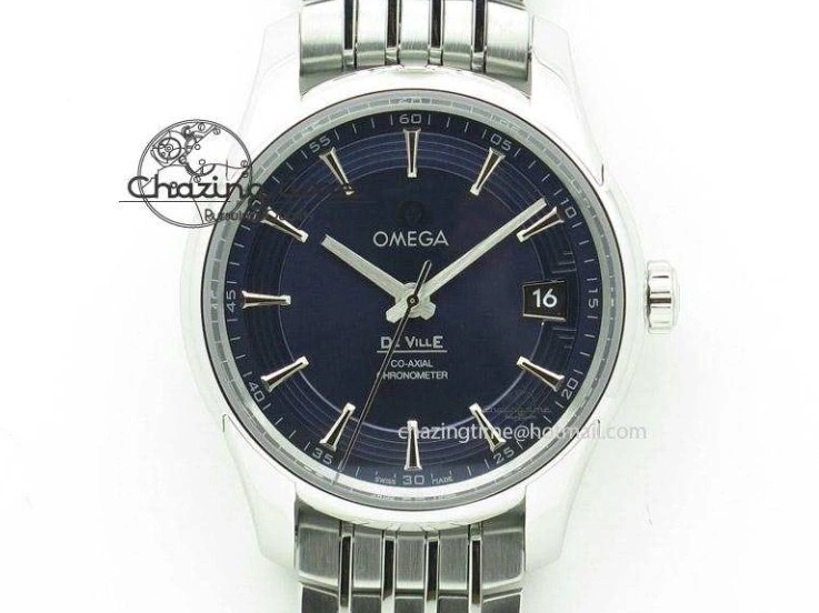 0327 Timeless De Ville Prestige Real PR SS ZF 1:1 Best Edition Gray Dial Blue Markers on Blue Leather Strap MIYOTA 7936